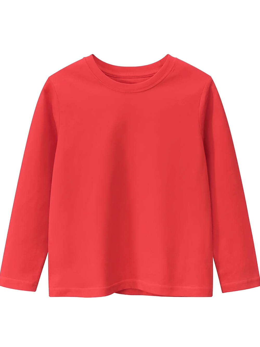 Solid red long-sleeved cotton top SF3096, classic fit with round neckline, perfect for casual layering or standalone wear.